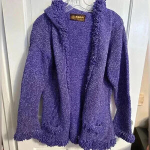 ISHKA Wool Blend Cardigan Purple